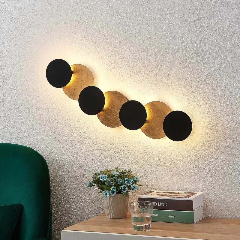 Lindby Wandleuchte Wandlampe LED Grazyna Schwarz Gold Wohnraum indirekte Bele420