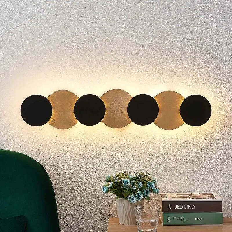 Lindby Wandleuchte Wandlampe LED Grazyna Schwarz Gold Wohnraum indirekte Bele420