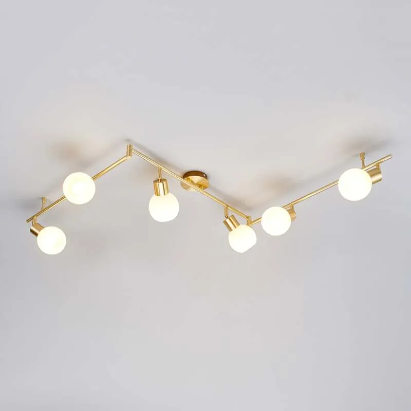 B-Ware Lindby Deckenleuchte Deckenlampe Elaina messing Glas E14 Opalglas 6 flammig90