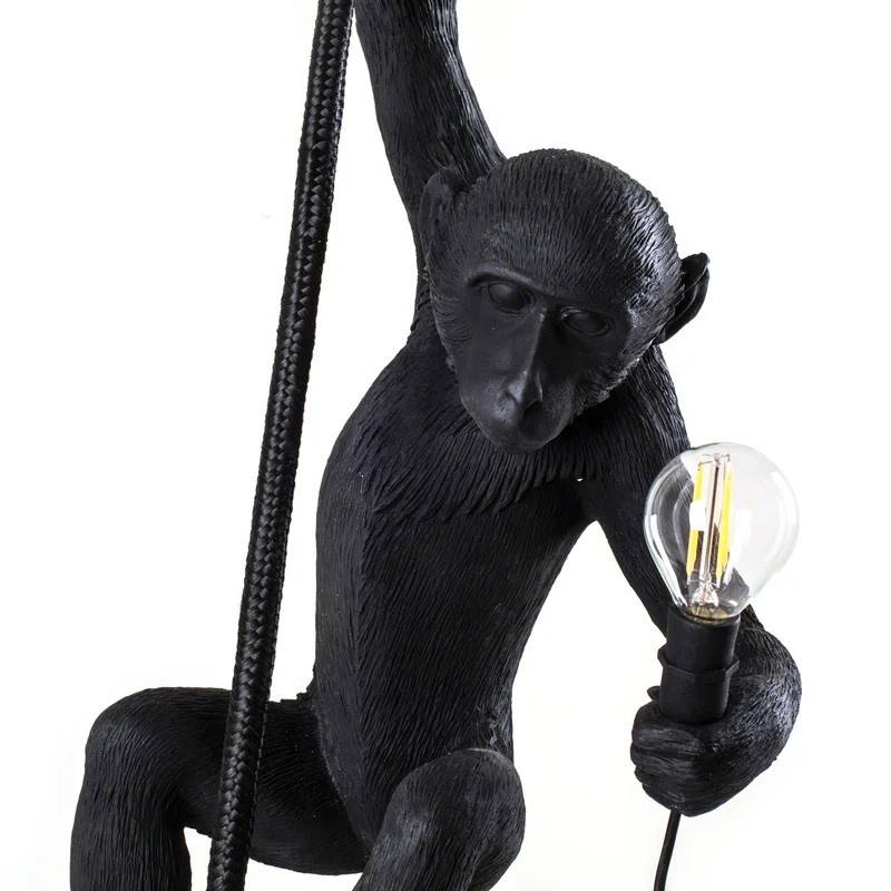 SELETTI Lampe Leuchte Monkey Lamp LED Hängelampe Hängelicht schwarz Kunstharz