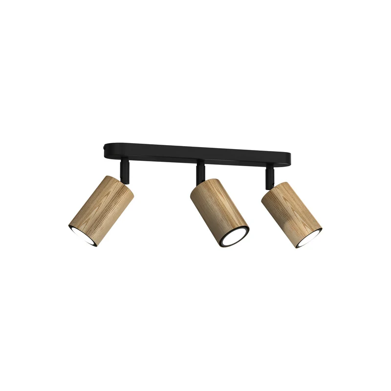 B-Ware Nise Deckenleuchte Lampe LED Deckenbeleuchtung länglich Stahl schwarz Holz