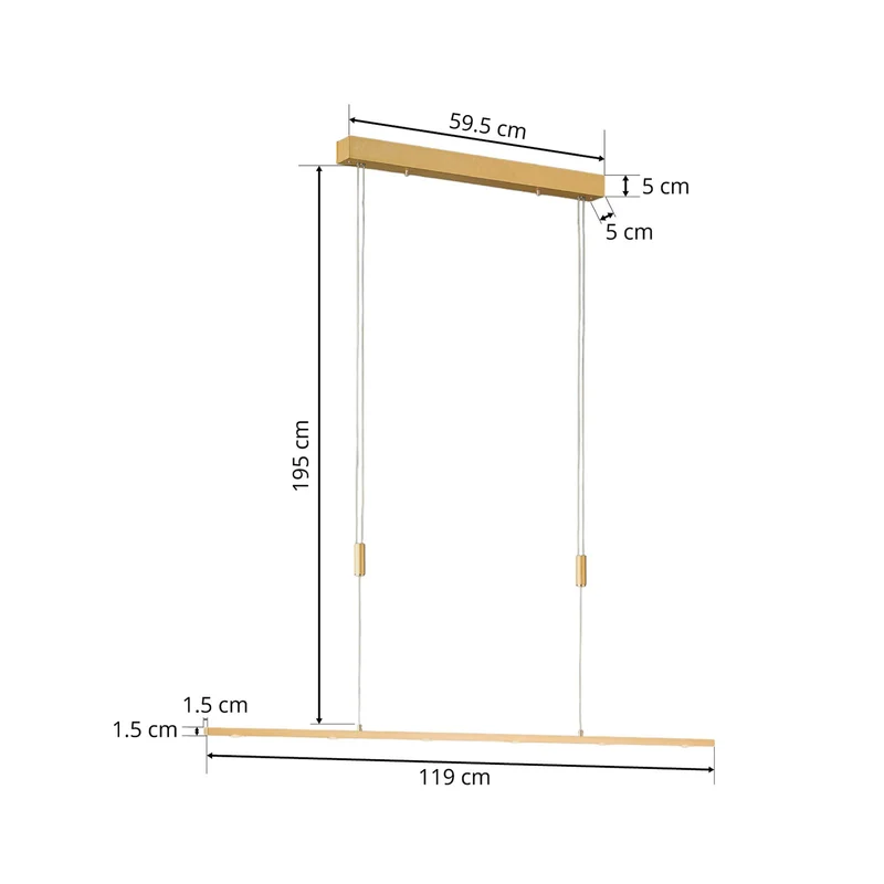 B-Ware Rothfels LED-Pendelleuchte Tolu messing 119 cm Lichtquelle warmweiß dimmbar LED