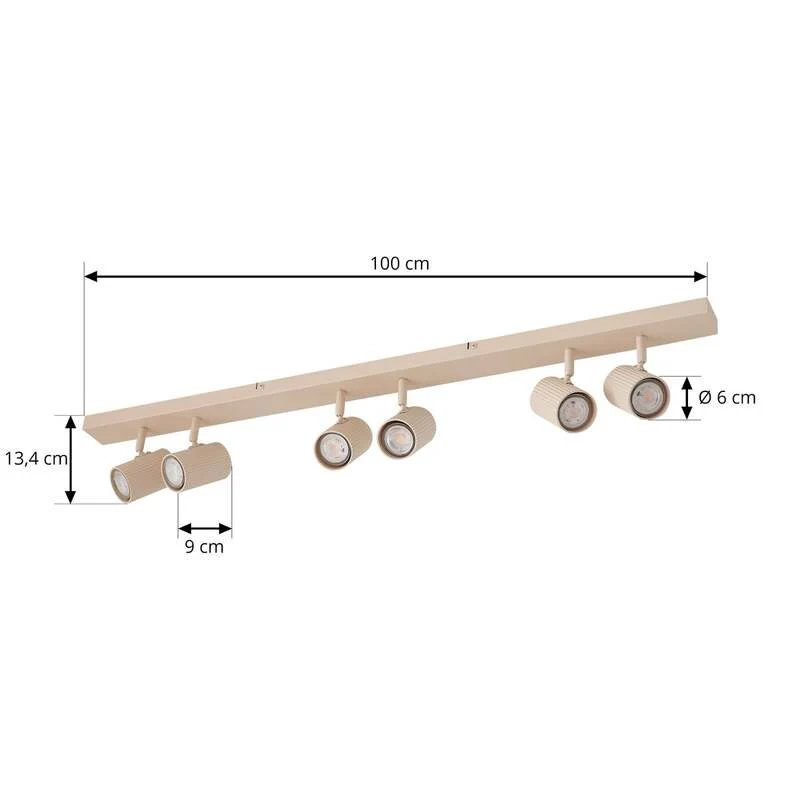 B-Ware Lindby Deckenstrahler Kardis 6-flammig LED Strahler dimmbar beige Metall 100cm
