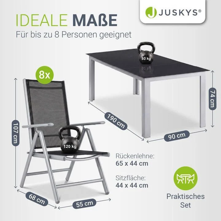 B-Ware Gartengarnitur Milano Gartenset 7-teilig Aluminium Tischgruppe UV-beständig