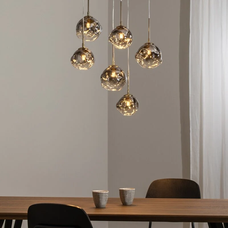 B-Ware Hängeleuchte Herman Pendelleuchte Lampe 6-flammig goldfarben SIEHE TEXT/FOTO