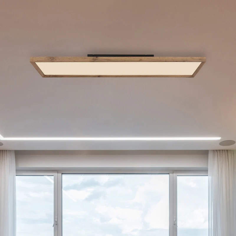 B-Ware Globo Deckenleuchte Zimmerlampe LED Cinderella Holzrahmen CCT Schalter 120x30220