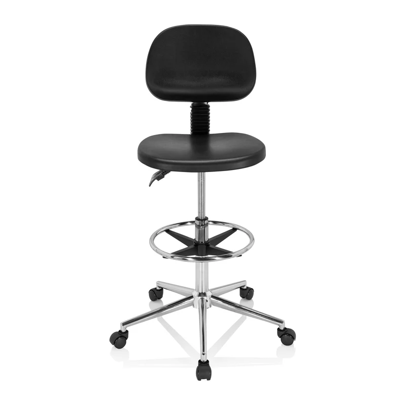 C-Ware hjh OFFICE Arbeitsstuhl Drehhocker Stuhl Hartschaum schwarz Chrom SIEHE TEXT
