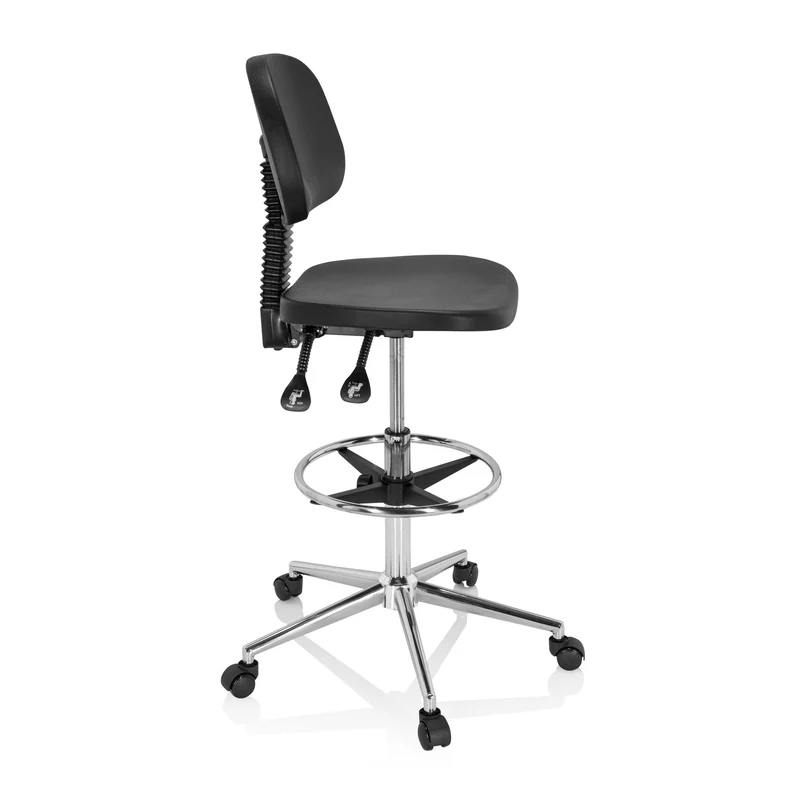 C-Ware hjh OFFICE Arbeitsstuhl Drehhocker Stuhl Hartschaum schwarz Chrom SIEHE TEXT