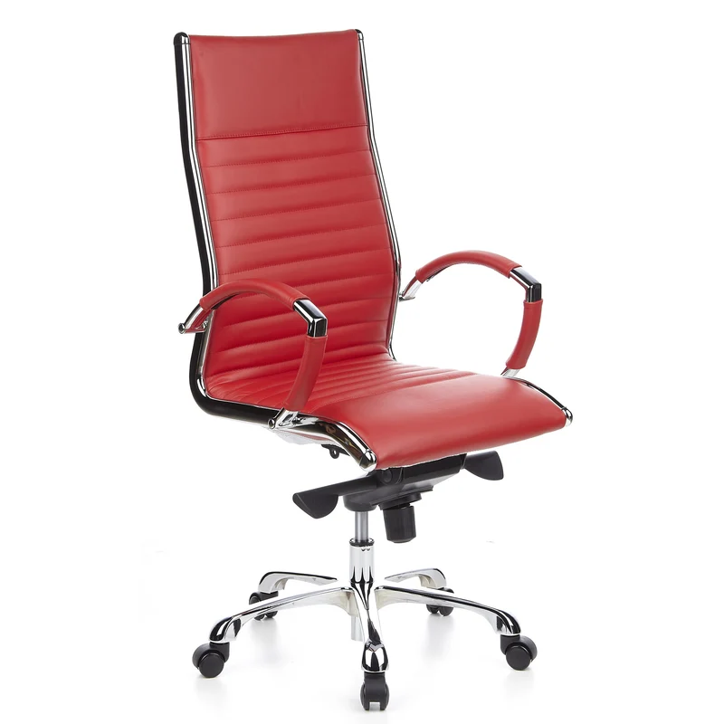 B-Ware hjh OFFICE Bürostuhl Chefsessel Stuhl PARMA 20 Leder rot chrom SIEHE TEXT/FOTO