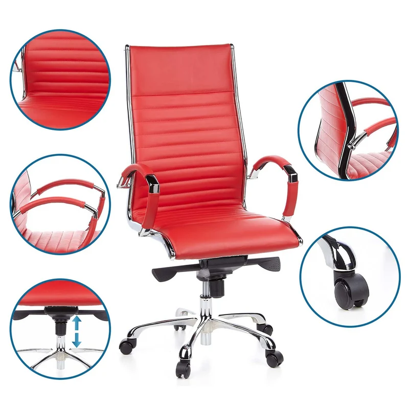 B-Ware hjh OFFICE Bürostuhl Chefsessel Stuhl PARMA 20 Leder rot chrom SIEHE TEXT/FOTO