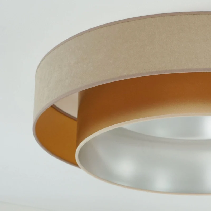 B-Ware Duolla Deckenleuchte Lampe LED Luneta Fernbedienung Samt beige gold dimmbar