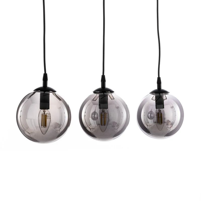 B-Ware EMIBIG Hängeleuchte Glassy 3-flg gerade schwarz grafit Glas Deckenlampe Leuchte