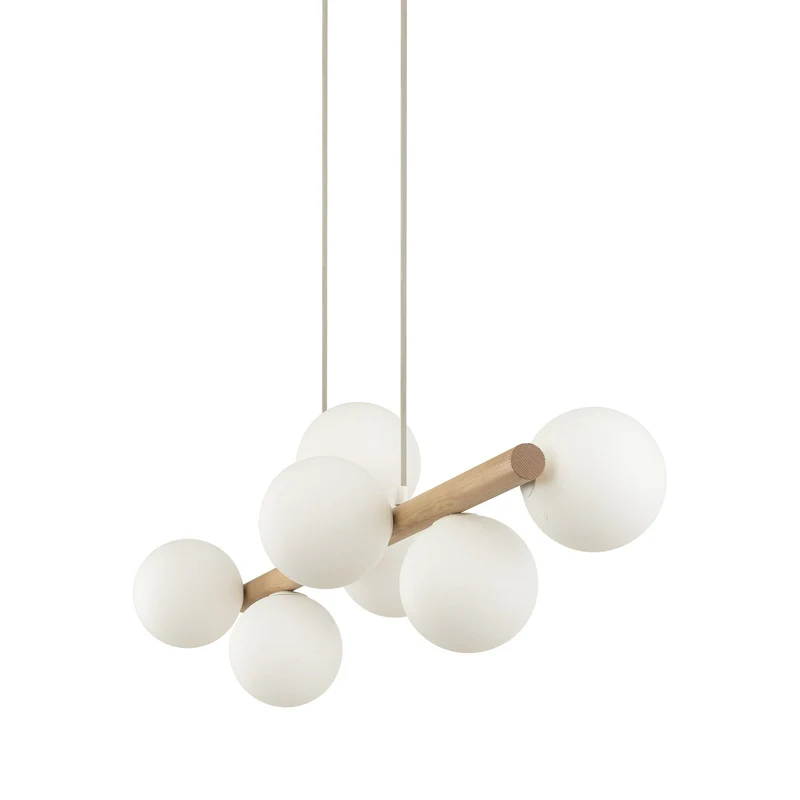 B-Ware TK Lighting Hängeleuchte Estera Opalglas Holz siebenflammig Deckenlampe Leuchte