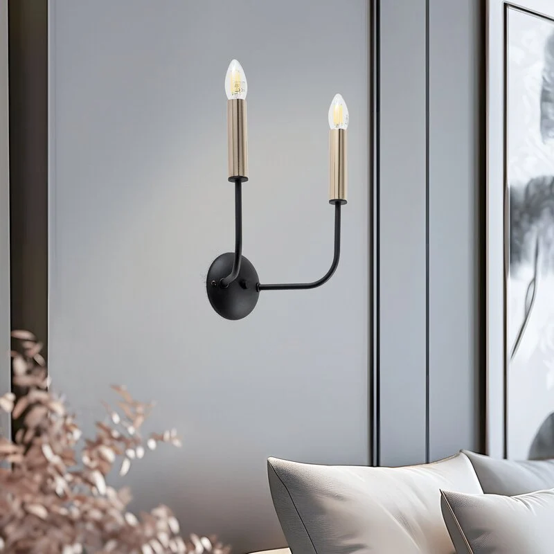B-Ware Hedwig Wandleuchte Wandlampe Leuchte Leuchterdesign schwarz matt gold matt Stahl