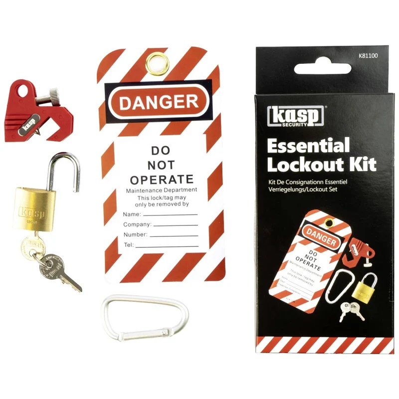 B-Ware Kasp Verriegelungsset Lockoutset Schlüsselschloss Messing 145 mm Schloss 7 SETS
