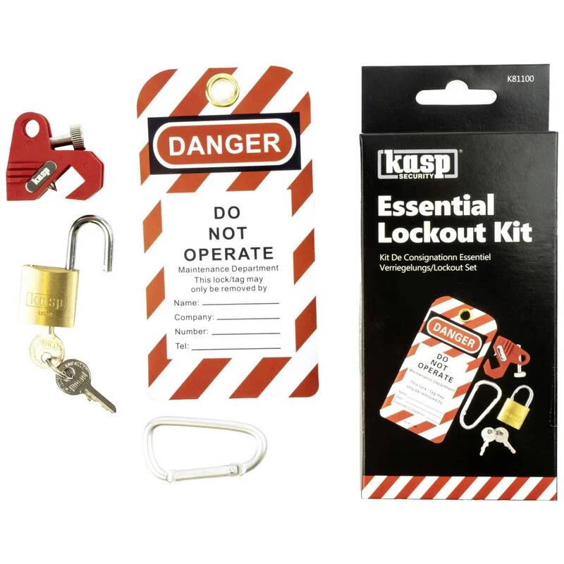 B-Ware Kasp Verriegelungsset Lockoutset Schlüsselschloss Messing 145 mm Schloss 7 SETS