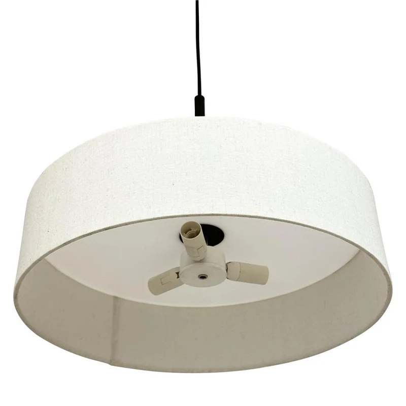 B-Ware Dyberg Larsen Pendelleuchte Hängelampe Calix Stoffschirm Natur Schwarz 3-flg 757