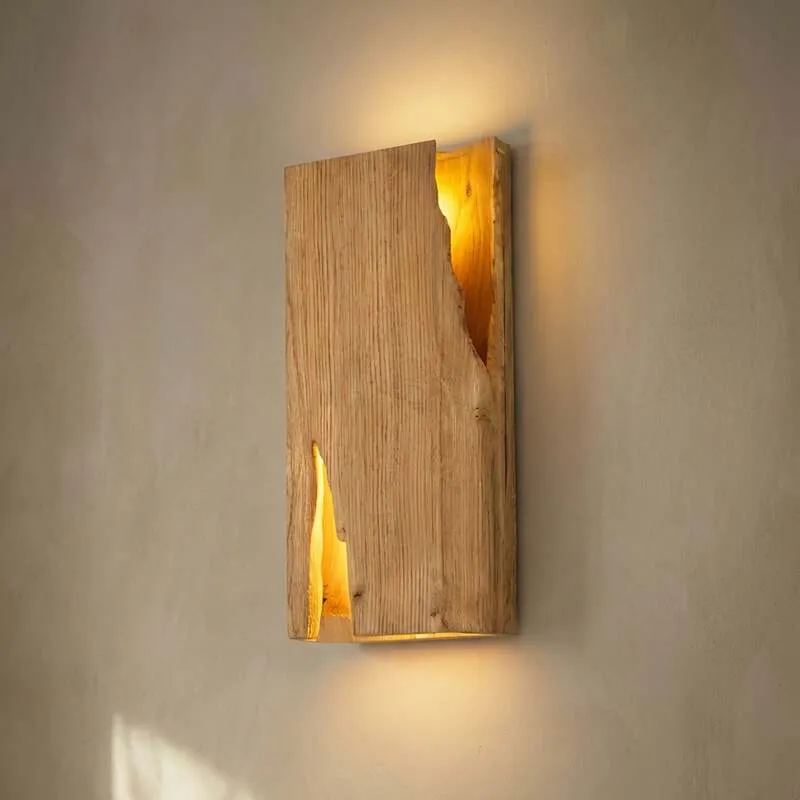 B-Ware Lucande Wandleuchte Tarry LED Wandlampe Holz 2-flammig dimmbar 45cm braun