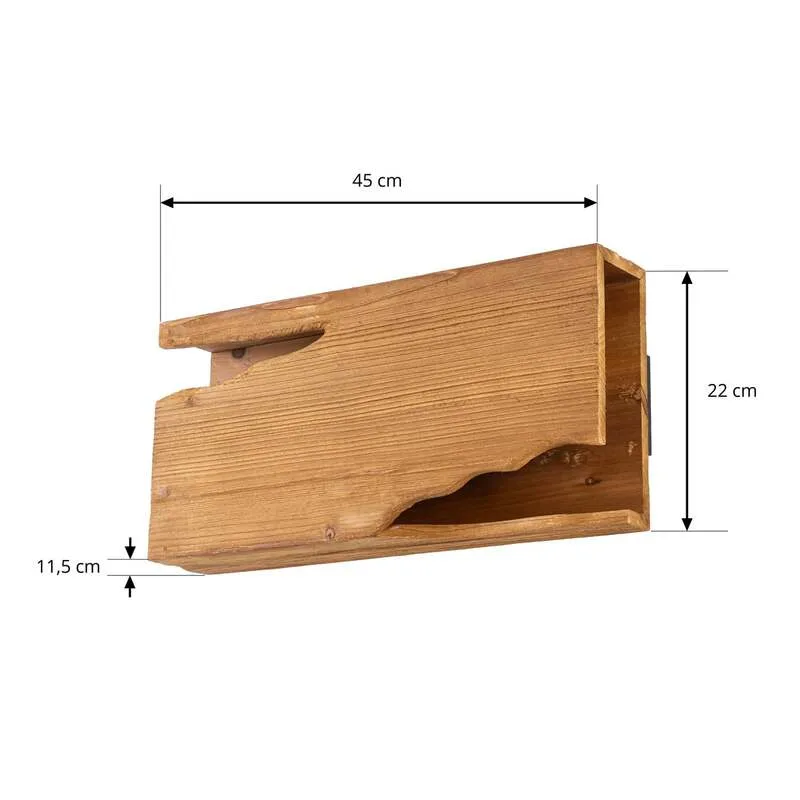 B-Ware Lucande Wandleuchte Tarry LED Wandlampe Holz 2-flammig dimmbar 45cm braun