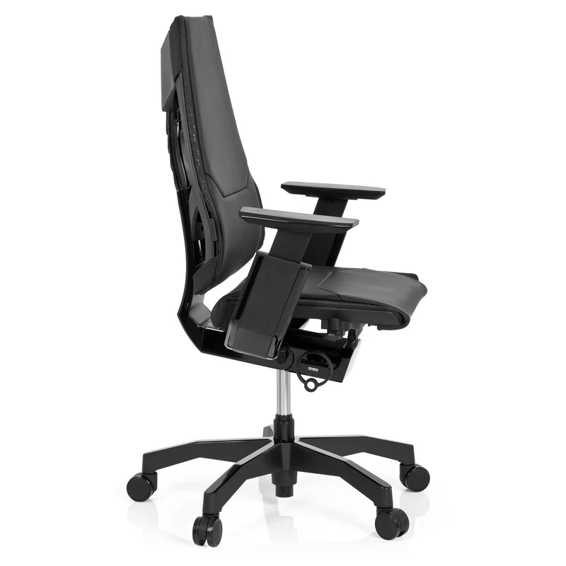 B-Ware hjh OFFICE Bürostuhl Drehstuhl Stuhl GENIDIA BLACK Leder schwarz Lordosenstütze