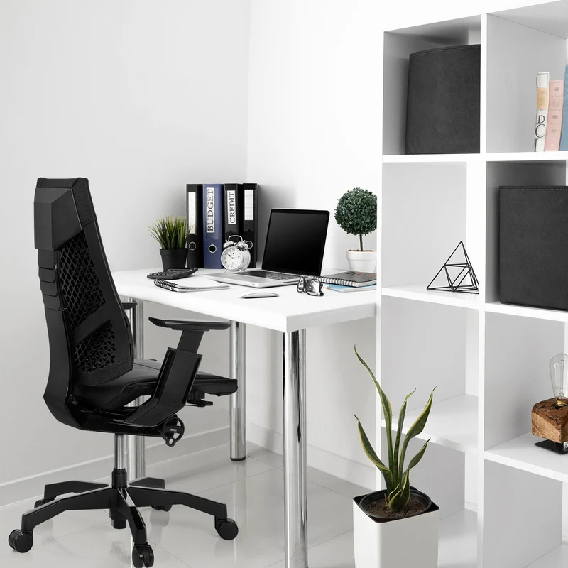 B-Ware hjh OFFICE Bürostuhl Drehstuhl Stuhl GENIDIA BLACK Leder schwarz Lordosenstütze