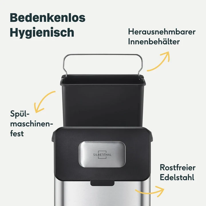 B-Ware SILBERTHAL Biomülleimer Abfalleimer Edelstahl Aktivkohlefilter 4L Kunststoff