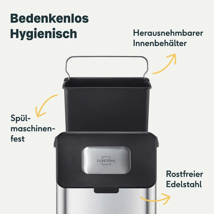 B-Ware SILBERTHAL Biomülleimer Abfalleimer Edelstahl Aktivkohlefilter 4L Kunststoff