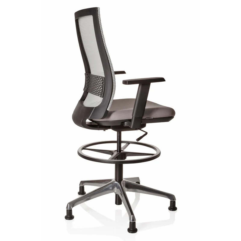B-Ware hjh OFFICE Arbeitsstuhl Counterstuhl Drehstuhl TOP WORK 99 Netzstoff grau h34