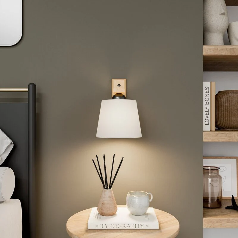 B-Ware Euluna Wandleuchte Sweden mit Holzgestell eiche rustikal Wandlampe Lampe Leuc141