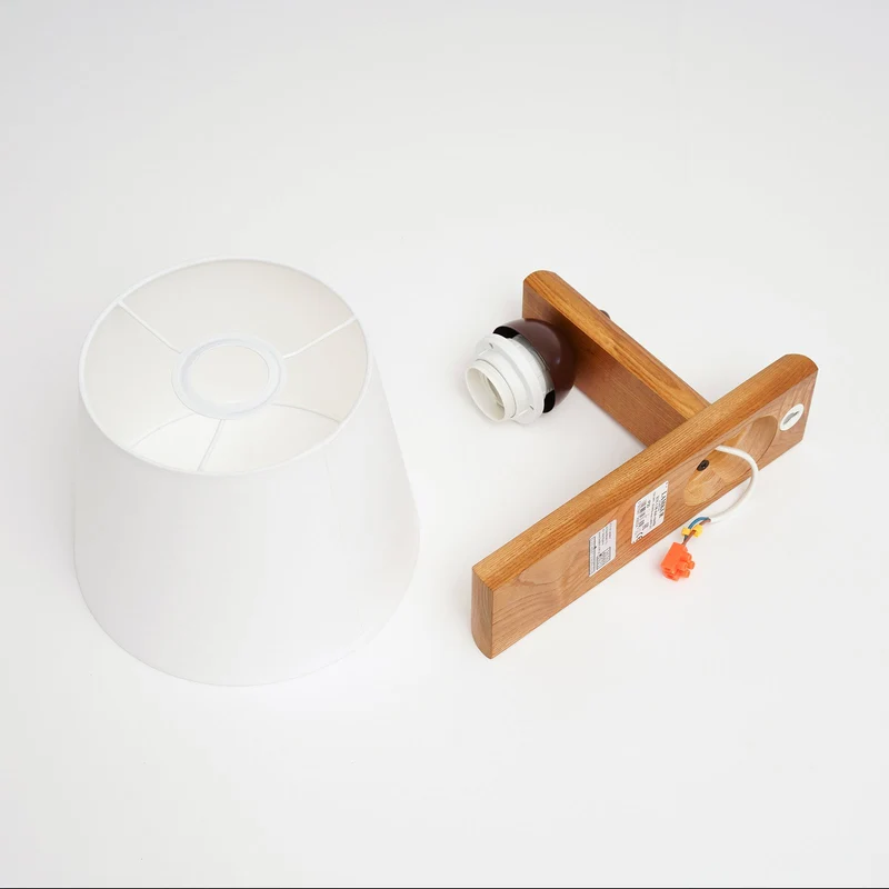 B-Ware Euluna Wandleuchte Sweden mit Holzgestell eiche rustikal Wandlampe Lampe Leuc141