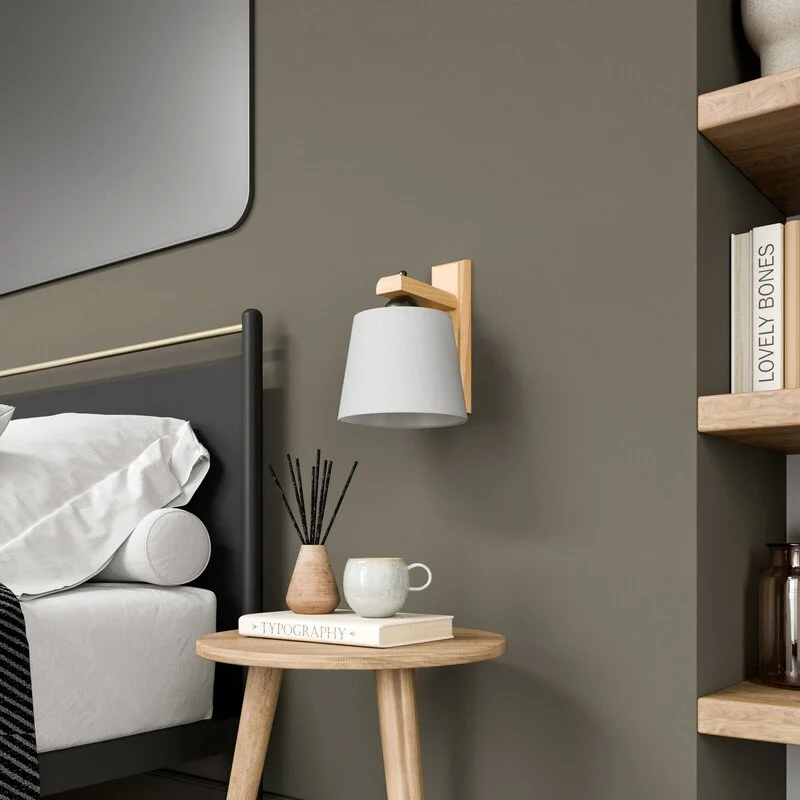 B-Ware Euluna Wandleuchte Sweden mit Holzgestell eiche rustikal Wandlampe Lampe Leuc141