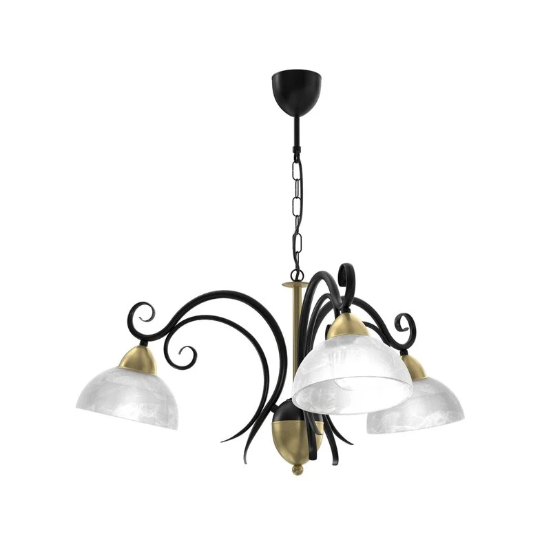 B-Ware Euluna Kronleuchter Flora 3 Glasschirme messing Deckenlampe E27 SIEHE TEXT/FOTO