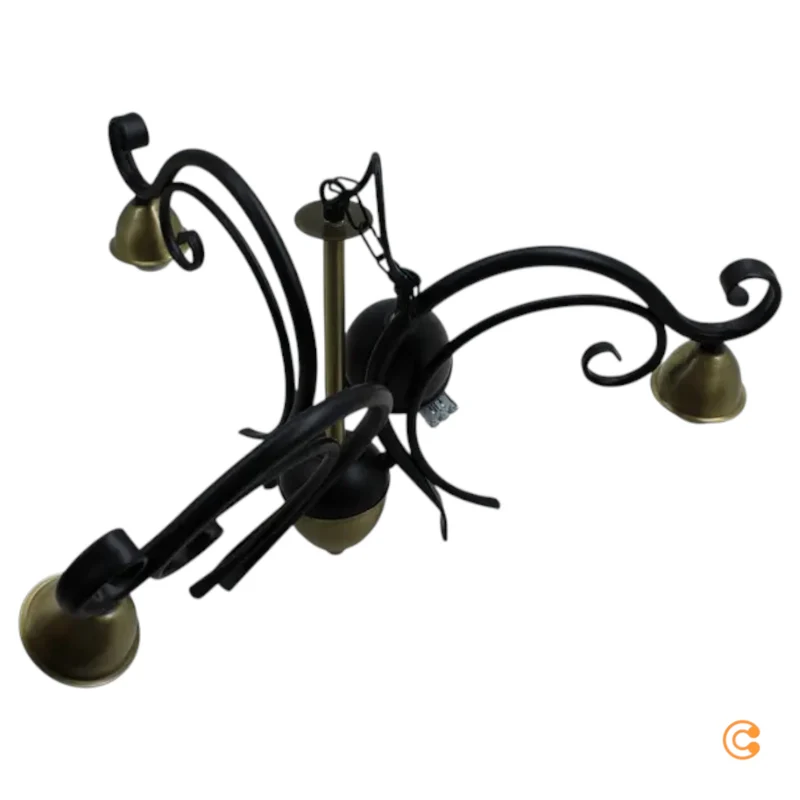 B-Ware Euluna Kronleuchter Flora 3 Glasschirme messing Deckenlampe E27 SIEHE TEXT/FOTO