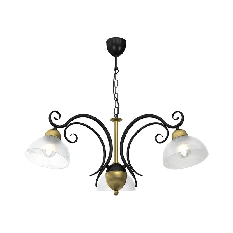 B-Ware Euluna Kronleuchter Flora 3 Glasschirme messing Deckenlampe E27 SIEHE TEXT/FOTO