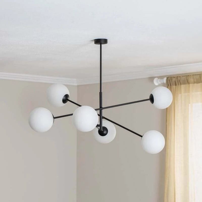 B-Ware Deckenleuchte Linear schwarz/opal sechsflammig Deckenlampe Lampe SIEHE TEXT/FOTO