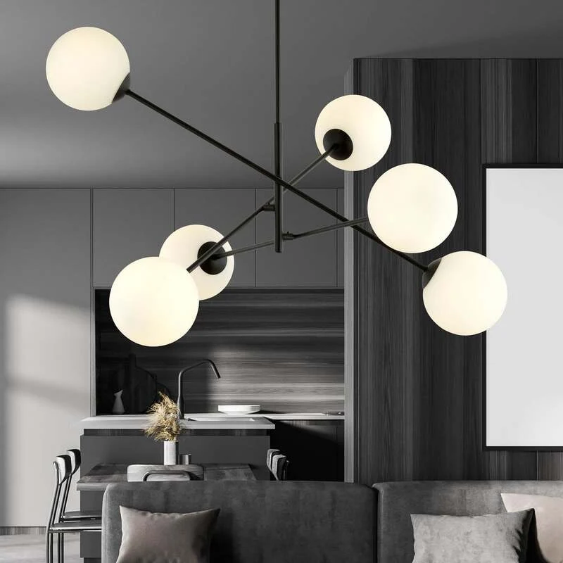 B-Ware Deckenleuchte Linear schwarz/opal sechsflammig Deckenlampe Lampe SIEHE TEXT/FOTO