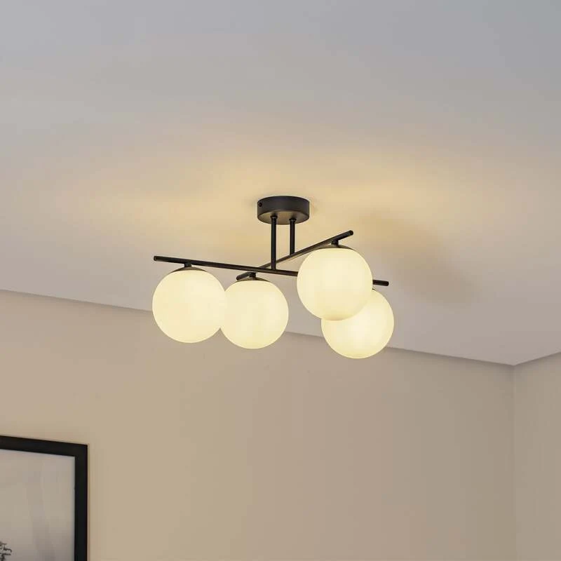 B-Ware Aurora Deckenleuchte Lampe schwarz Glas Ø 50 cm 4 flammig E14 SIEHE TEXT/FOTO327