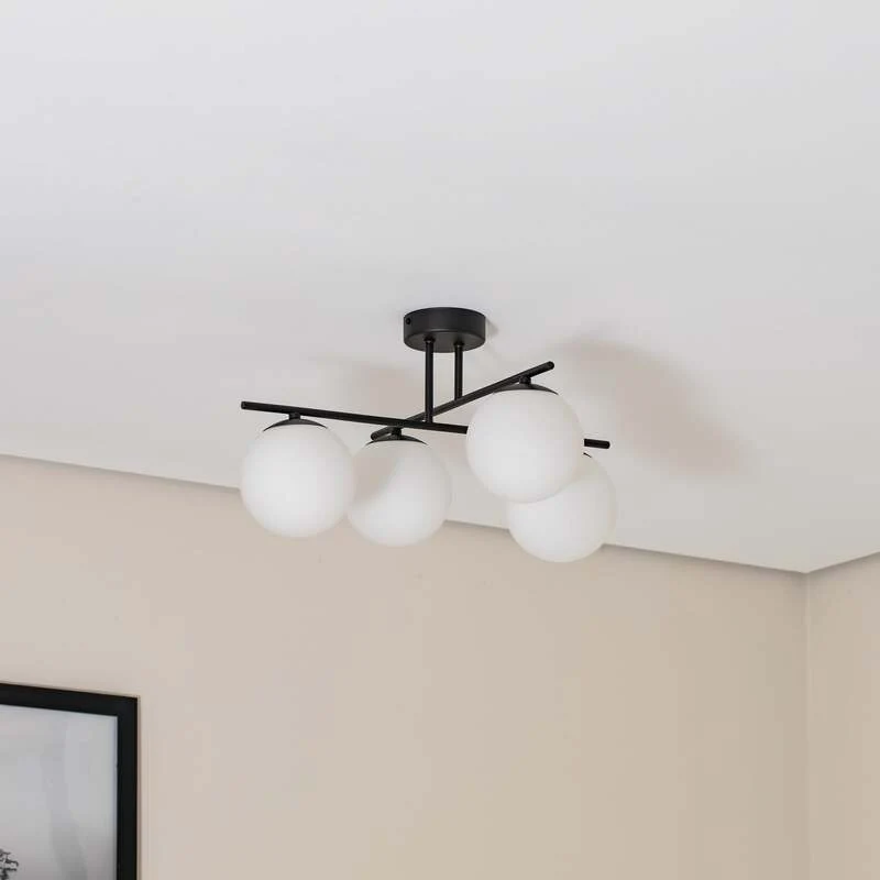 B-Ware Aurora Deckenleuchte Lampe schwarz Glas Ø 50 cm 4 flammig E14 SIEHE TEXT/FOTO327