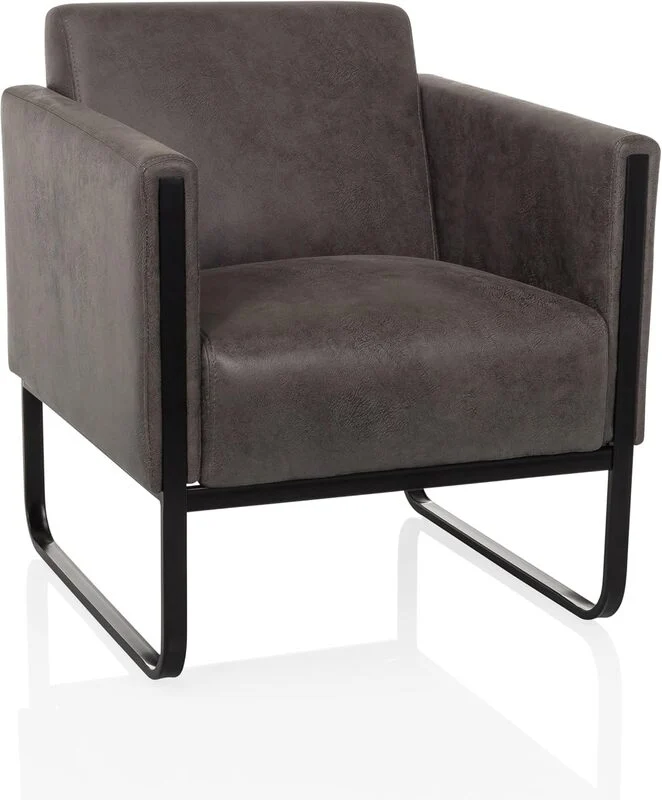 B-Ware hjh OFFICE Loungesessel Aruba Retro Kunstleder mit Armlehnen Möbel Sitzmöbel