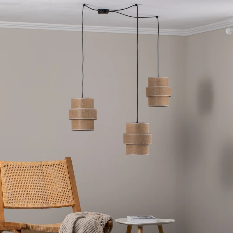 B-Ware TK Lighting Hängeleuchte Pendelleuchte Calisto Jute naturbraun 3-flammig LED E27