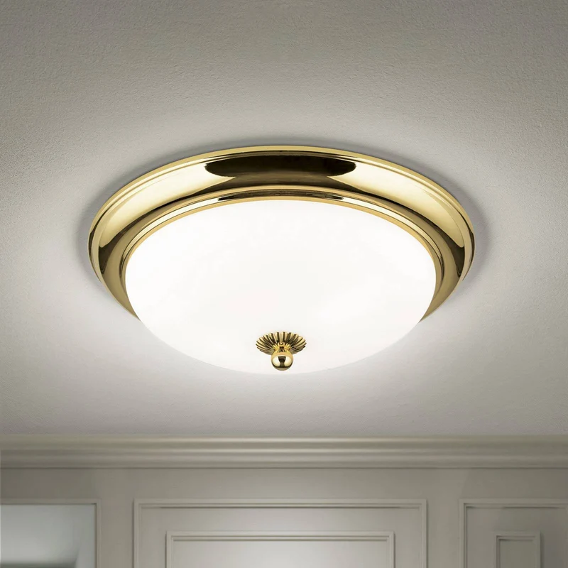 B-Ware Orion Deckenleuchte Lampe Jugendstil Deckenlampe 35 cm gold Milchglas 2x E27536