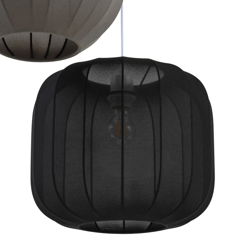 B-Ware Lindby Hängelampe Pendelleuchte Lampe schwarz weiß grau Textil 60cm 3-flammig125