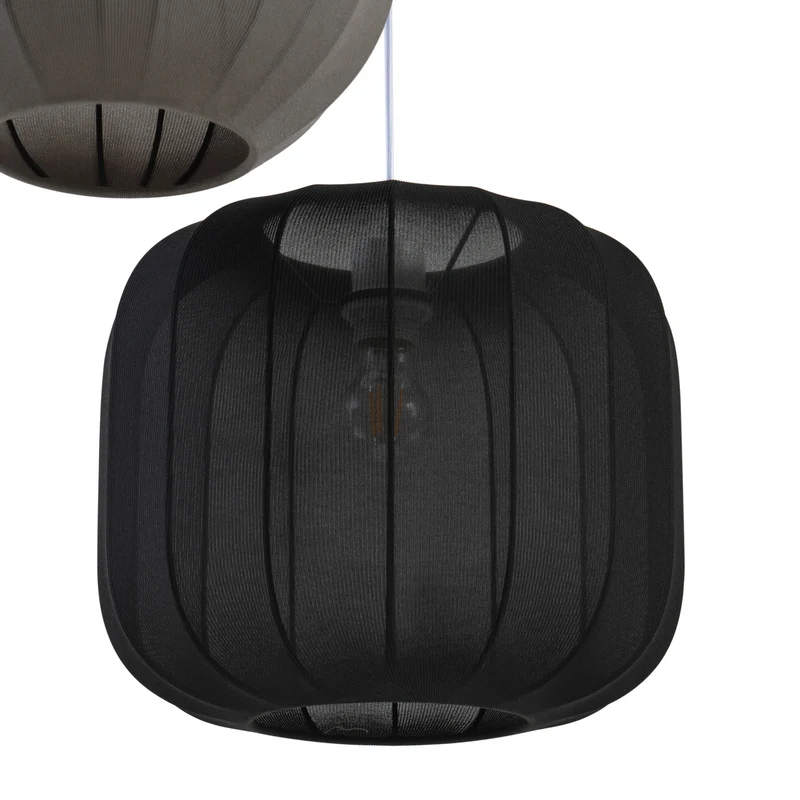 B-Ware Lindby Hängelampe Pendelleuchte Lampe schwarz weiß grau Textil 60cm 3-flammig125