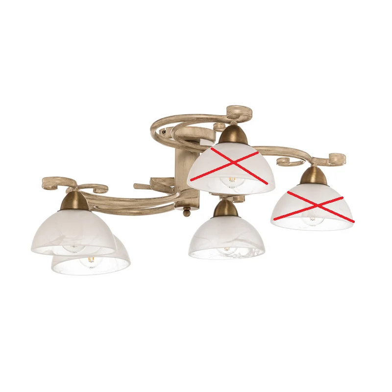 B-Ware Deckenlampe Flora fünf Glasschirme weiß messing Deckenleuchte SIEHE TEXT/FOTO735