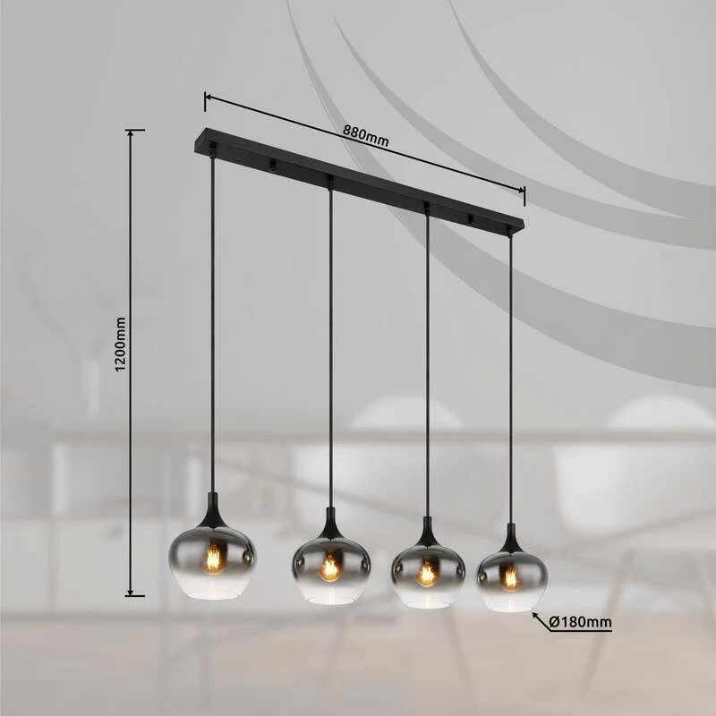 B-Ware Globo Maxy Hängelampe Lampe Pendelleuchte Glas rauchgrau SIEHE TEXT/FOTO