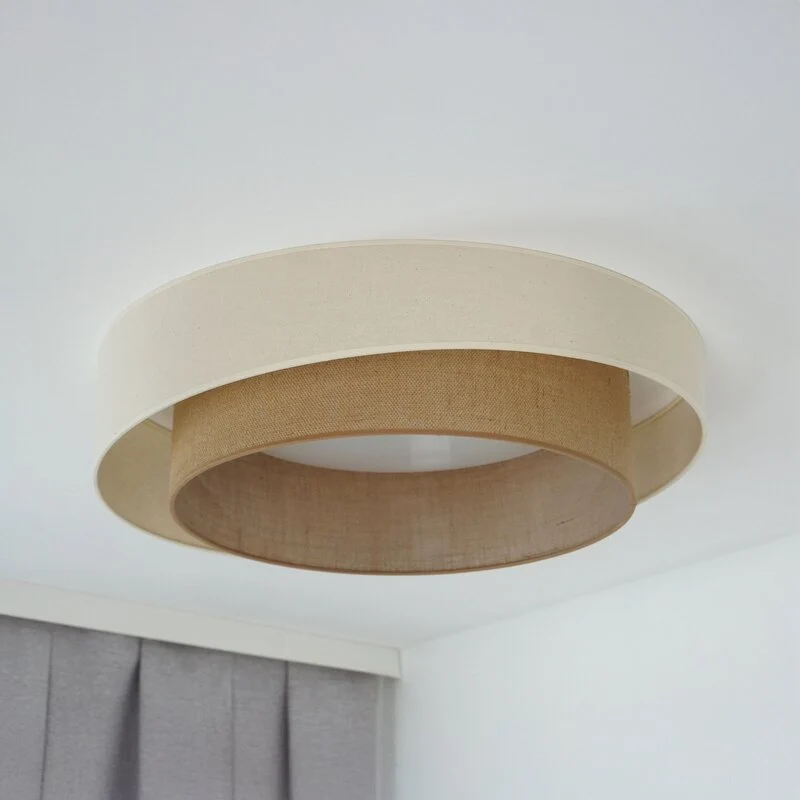 B-Ware Duolla LED-Deckenleuchte Luneta S Fernbedienung Jute beige Ø60cm SIEHE TEXT/F590