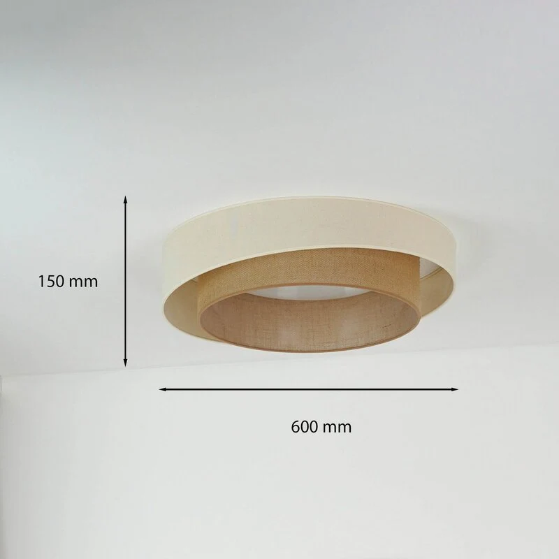 B-Ware Duolla LED-Deckenleuchte Luneta S Fernbedienung Jute beige Ø60cm SIEHE TEXT/F590