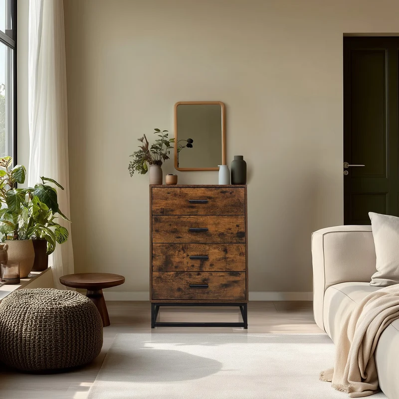 B-Ware hjh LIVING Kommode Sideboard VINSTRA Braun Melaminharzbeschichtete Spanplatte