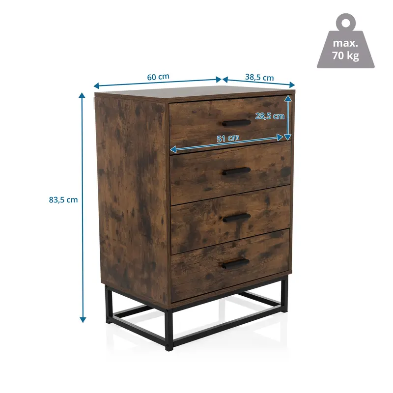B-Ware hjh LIVING Kommode Sideboard VINSTRA Braun Melaminharzbeschichtete Spanplatte