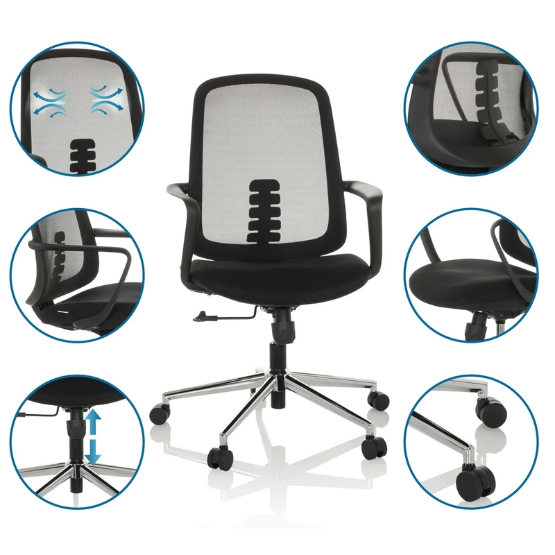 B-Ware hjh OFFICE Bürostuhl Drehstuhl SEDIOLO B Home Office Netzstoff Stoff schwarz